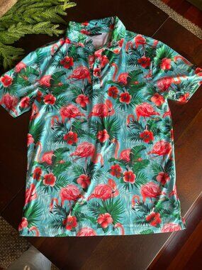 Yatta Golf Stretch Performance Tropical Polo Shirt Size S